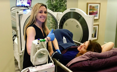 Erika Jordan with one of our hyperbaric patients